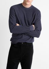 Geo-Jacquard Wool-Blend Crew Neck Sweater in Crew Neck - HYACINTH/COASTAL BLUE | VINCE Men
