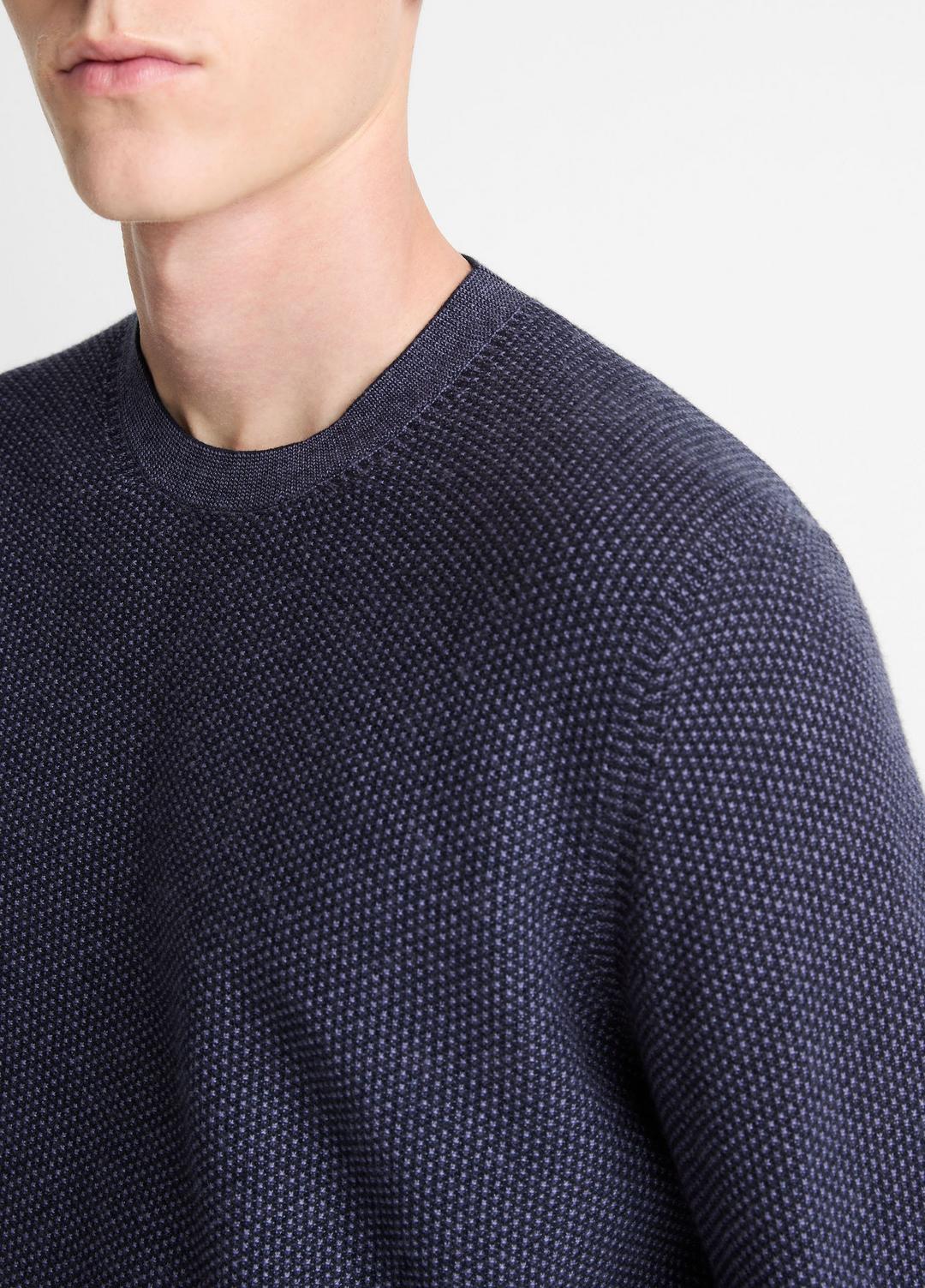 Geo-Jacquard Wool-Blend Crew Neck Sweater in Crew Neck - HYACINTH/COASTAL BLUE | VINCE Men