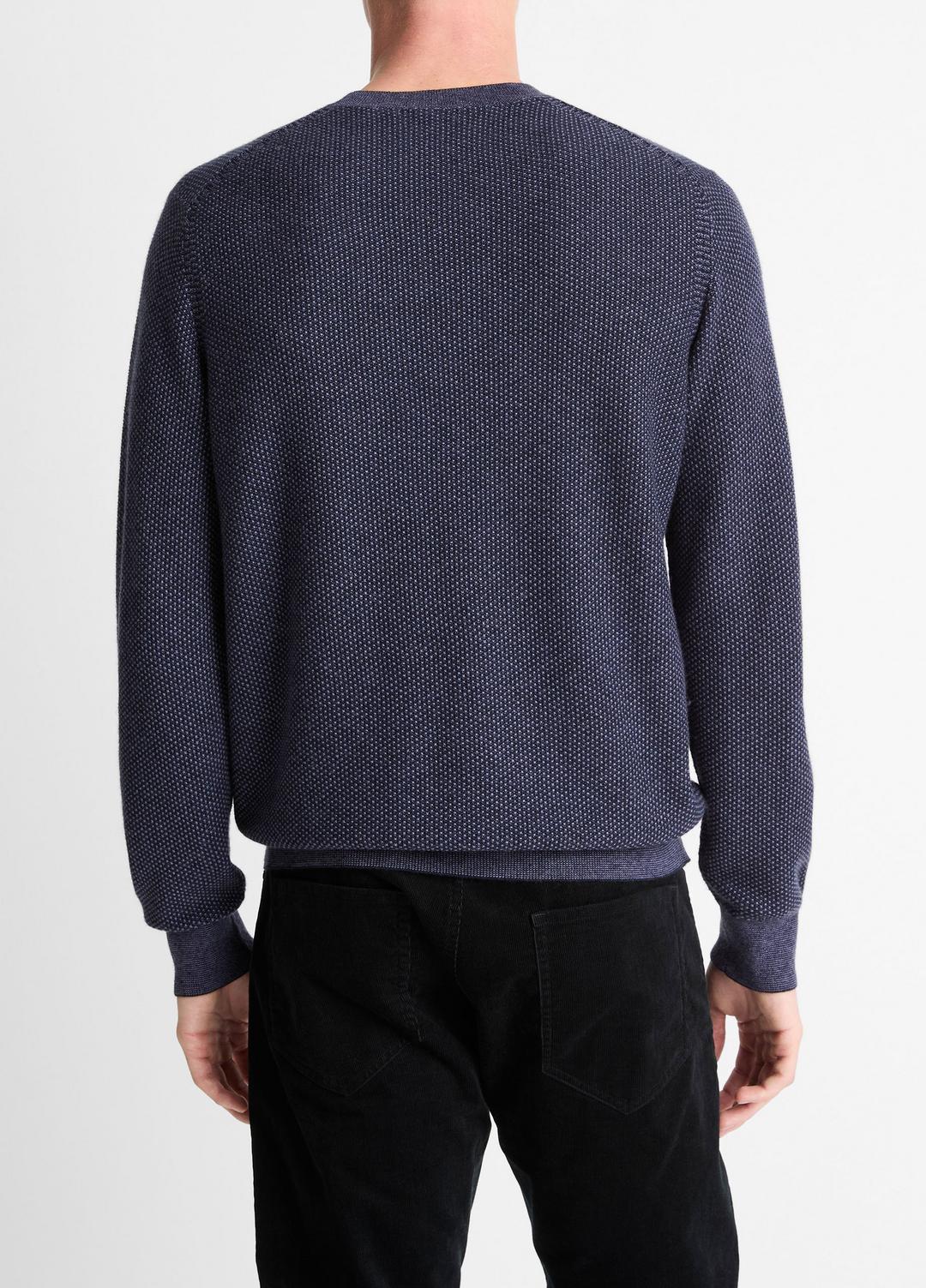 Geo-Jacquard Wool-Blend Crew Neck Sweater in Crew Neck - HYACINTH/COASTAL BLUE | VINCE Men
