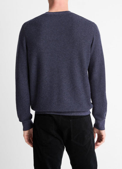 Geo-Jacquard Wool-Blend Crew Neck Sweater in Crew Neck - HYACINTH/COASTAL BLUE | VINCE Men