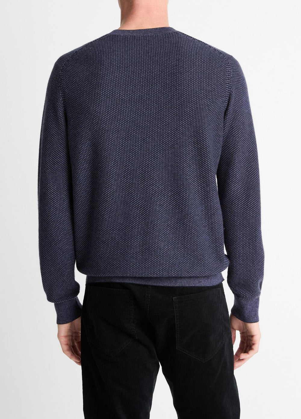 Geo-Jacquard Wool-Blend Crew Neck Sweater in Crew Neck - HYACINTH/COASTAL BLUE | VINCE Men
