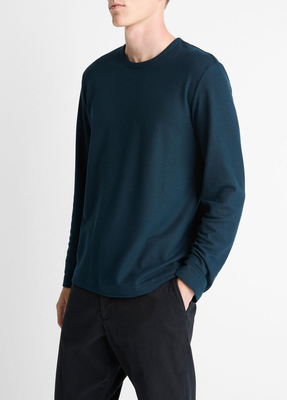 Pima Cotton Piqué Long-Sleeve T-Shirt in Long Sleeve - RAPIDS | VINCE Men