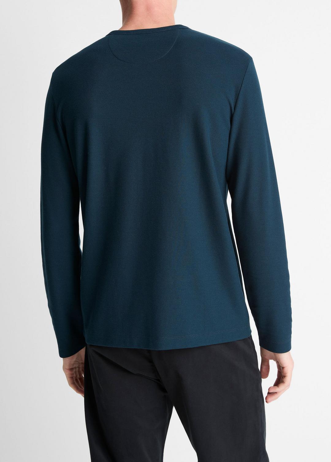 Pima Cotton Piqué Long-Sleeve T-Shirt in Long Sleeve - RAPIDS | VINCE Men
