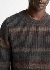 Space-Dye Shaker Wool-Blend Sweater in Crew Neck - HEATHER BLACK COMBO | VINCE Men