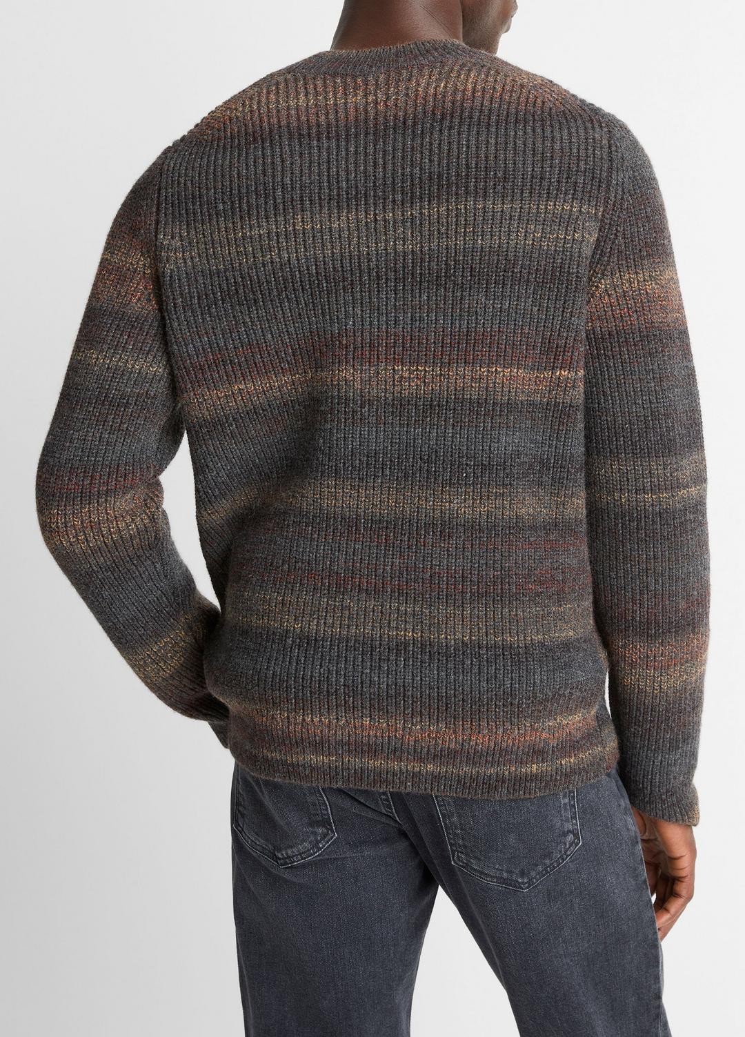 Space-Dye Shaker Wool-Blend Sweater in Crew Neck - HEATHER BLACK COMBO | VINCE Men