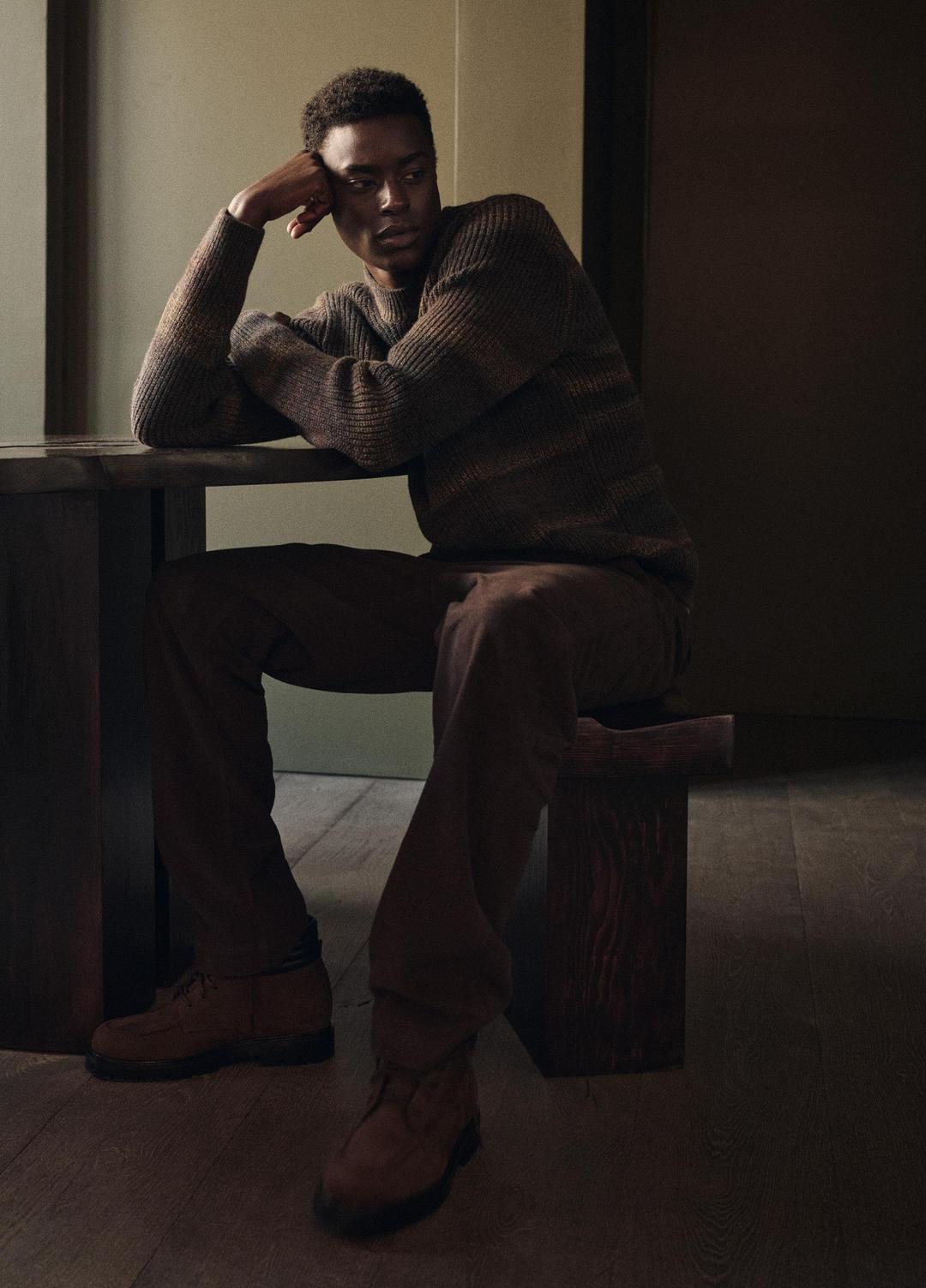 Space-Dye Shaker Wool-Blend Sweater in Crew Neck - HEATHER BLACK COMBO | VINCE Men