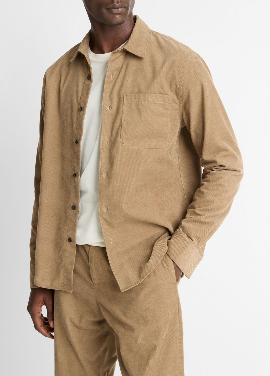 Italian Cotton Corduroy Button-Front Shirt in Long Sleeve - TETON | VINCE Men