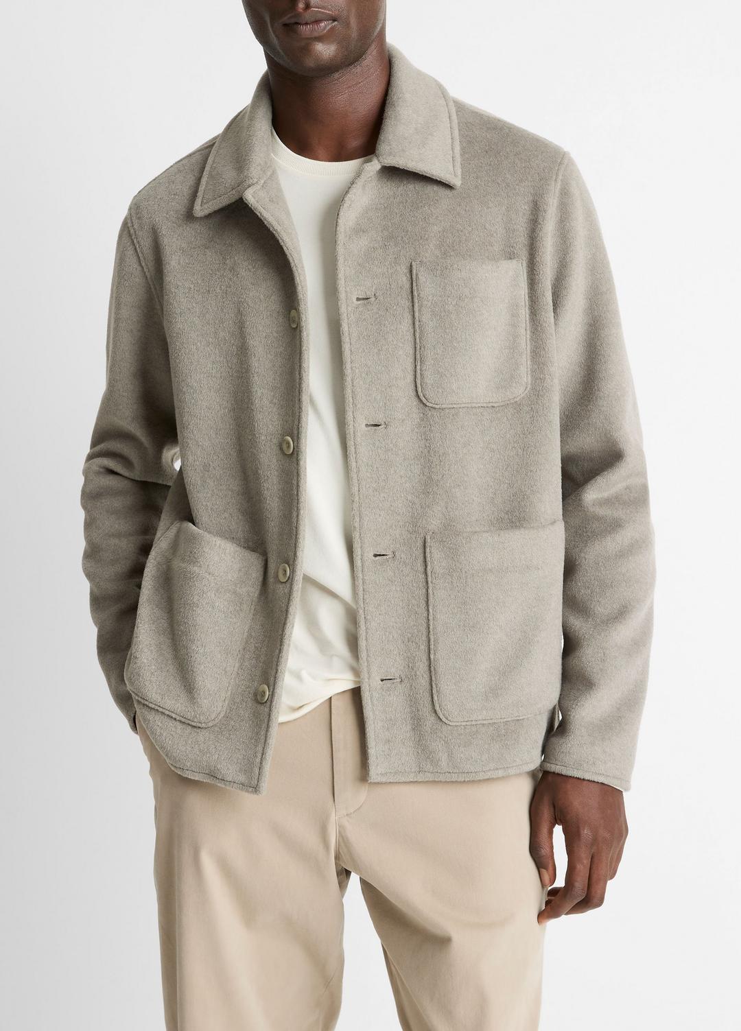 Double-Knit Chore Jacket in Jackets - DARK DUNE/LIGHT DUNE | VINCE Men