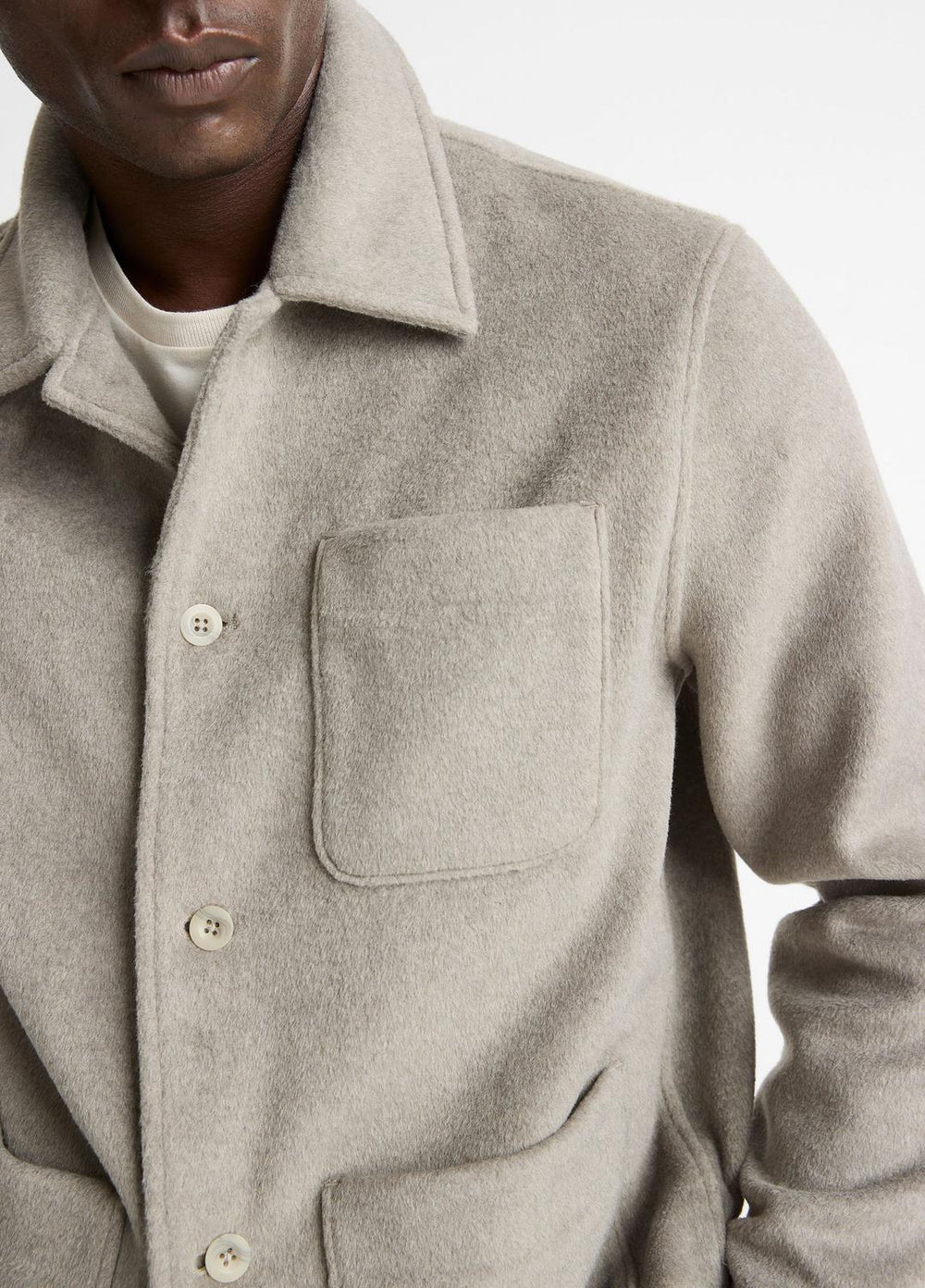 Double-Knit Chore Jacket in Jackets - DARK DUNE/LIGHT DUNE | VINCE Men