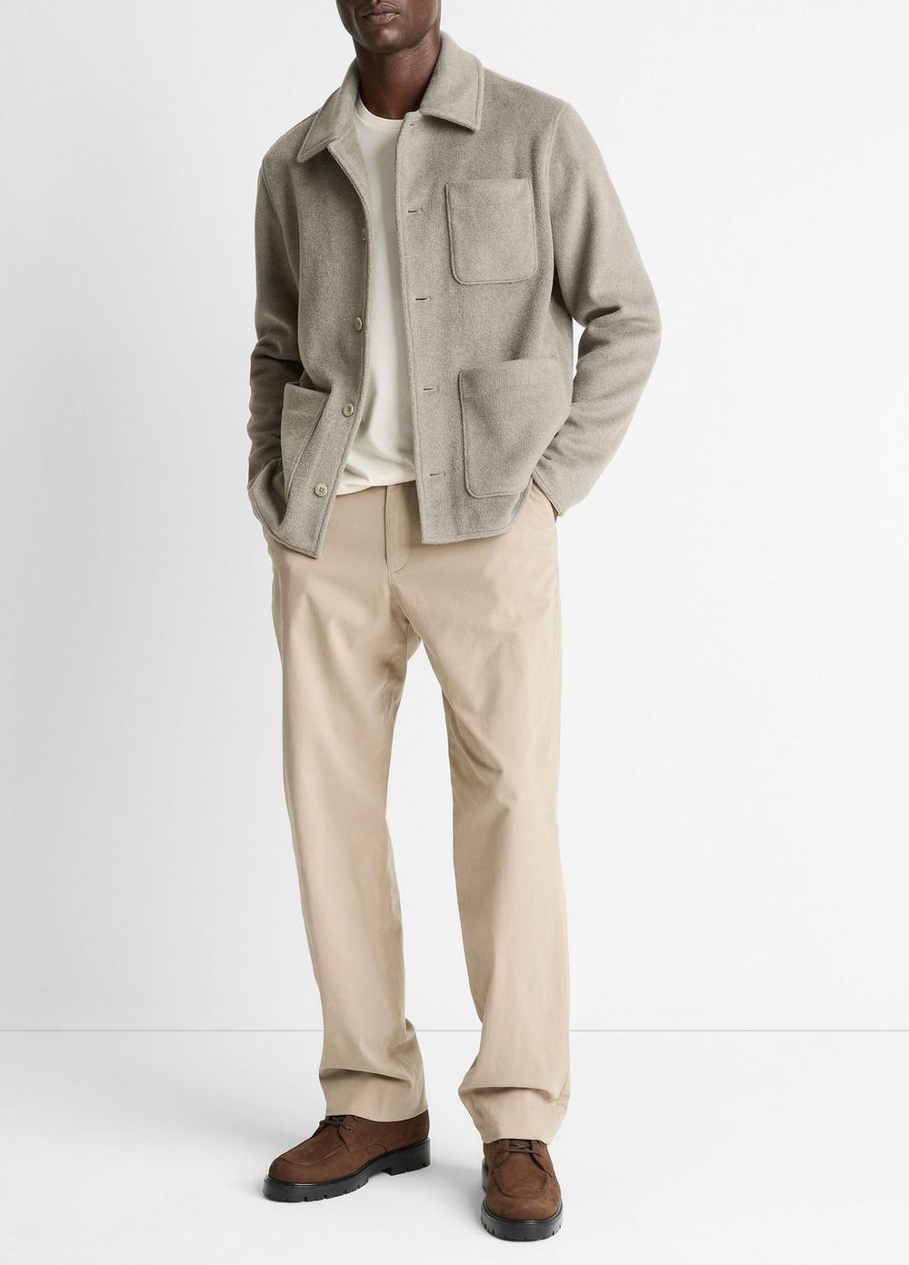 Double-Knit Chore Jacket in Jackets - DARK DUNE/LIGHT DUNE | VINCE Men