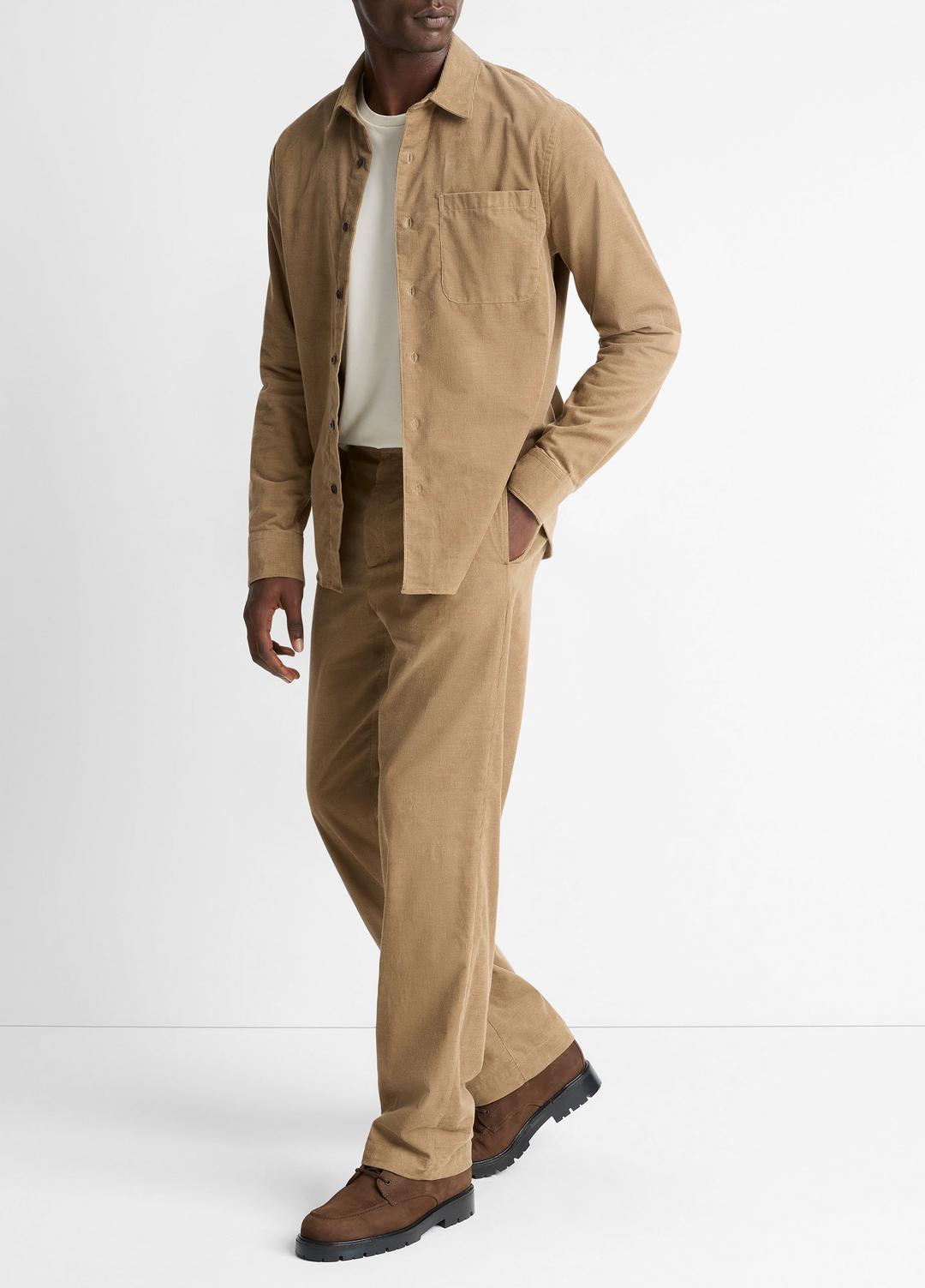 Louie Relaxed Cotton Corduroy Elastic-Waist Pant in Trousers - TETON | VINCE Men