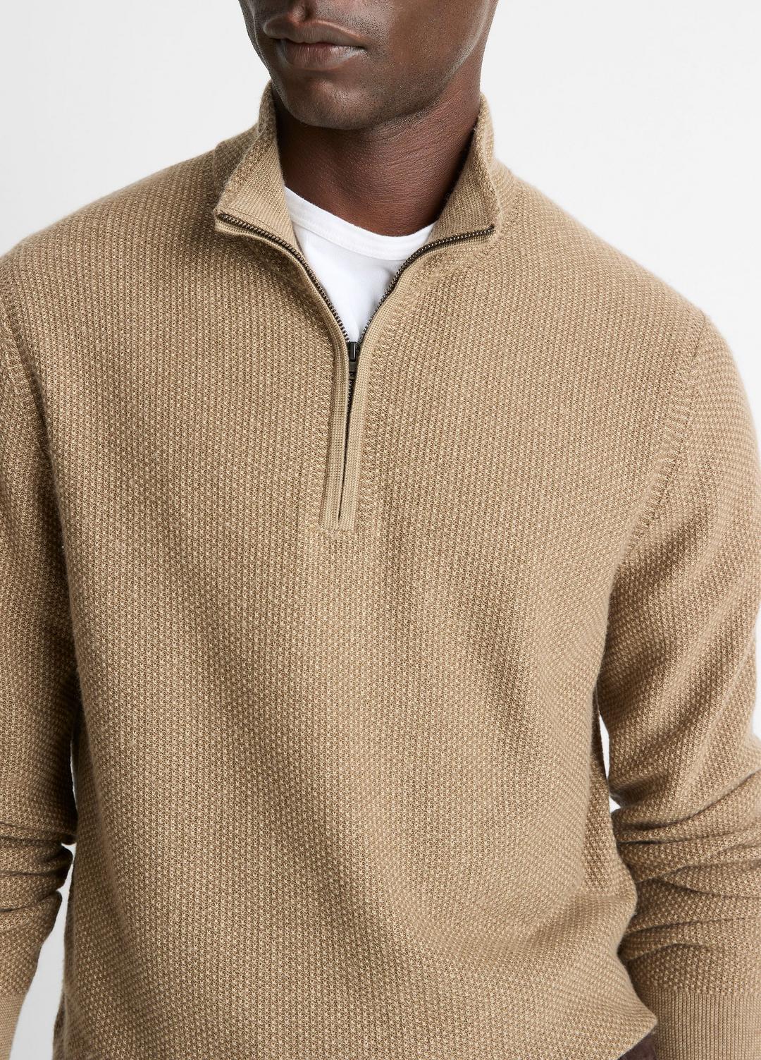 Geo-Jacquard Wool-Blend Quarter-Zip Sweater in Crew Neck - TETON/RIVER SAND | VINCE Men