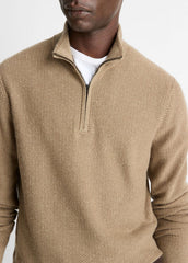 Geo-Jacquard Wool-Blend Quarter-Zip Sweater in Crew Neck - TETON/RIVER SAND | VINCE Men