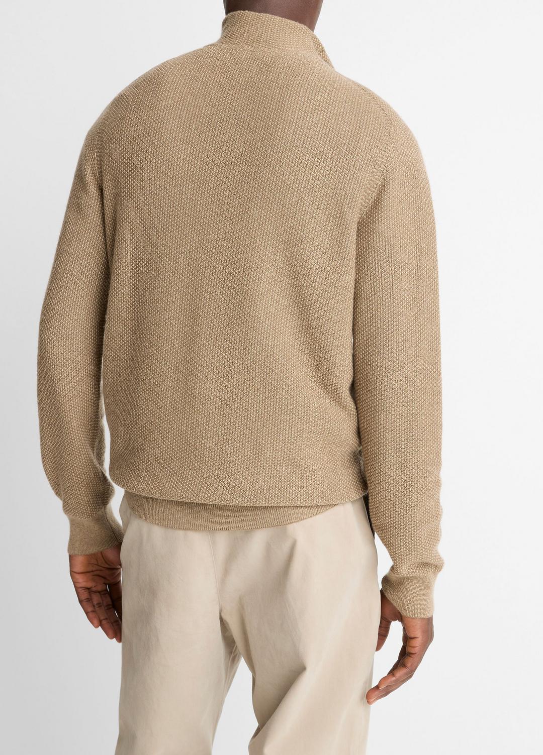 Geo-Jacquard Wool-Blend Quarter-Zip Sweater in Crew Neck - TETON/RIVER SAND | VINCE Men