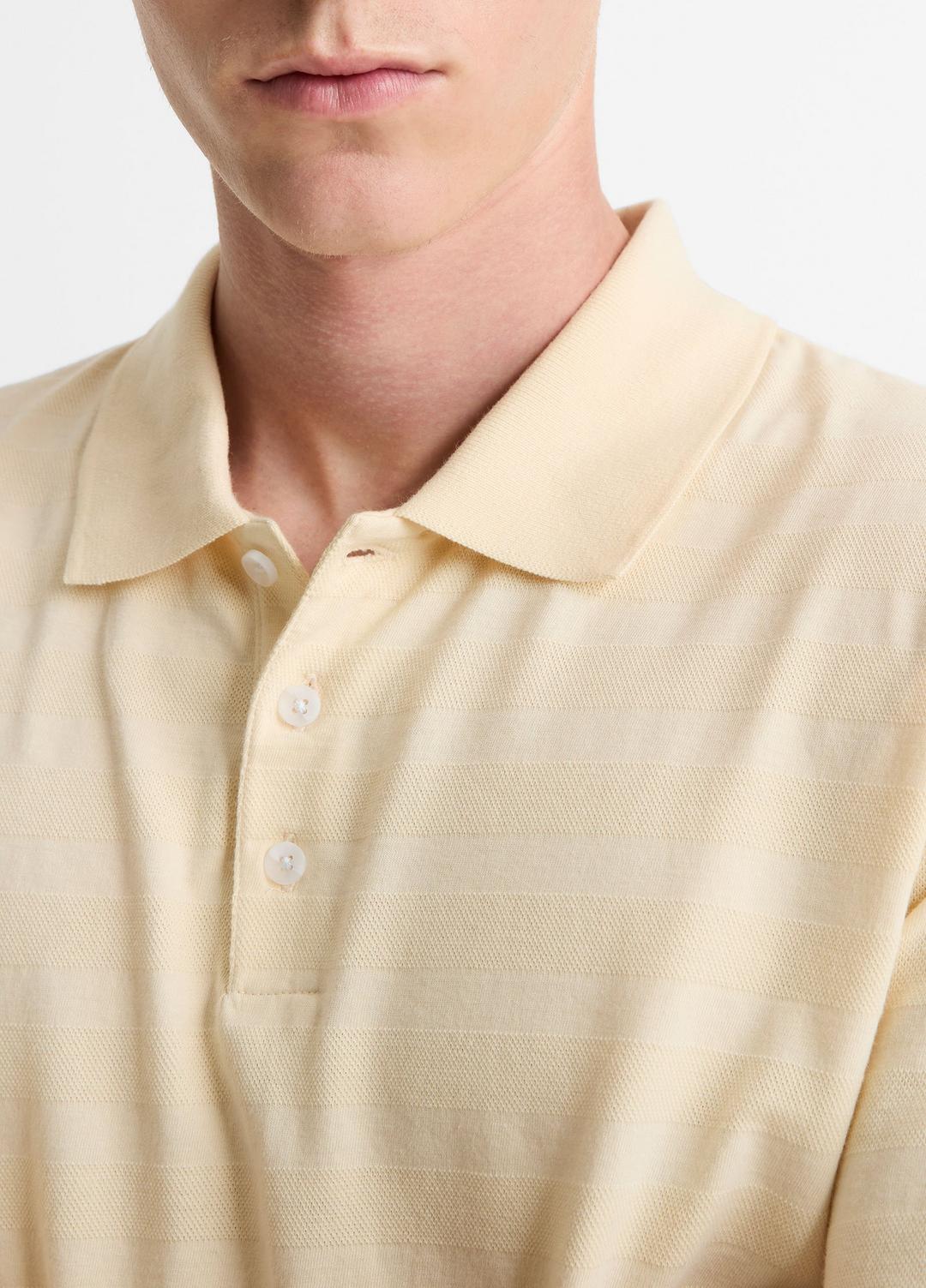 Jacquard-Stripe Cotton Long-Sleeve Polo Shirt in Long Sleeve - MEADOWLARK | VINCE Men