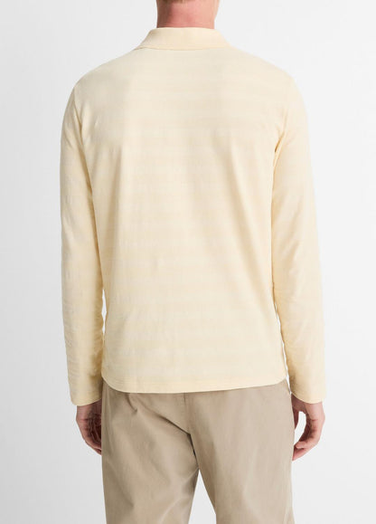 Jacquard-Stripe Cotton Long-Sleeve Polo Shirt in Long Sleeve - MEADOWLARK | VINCE Men
