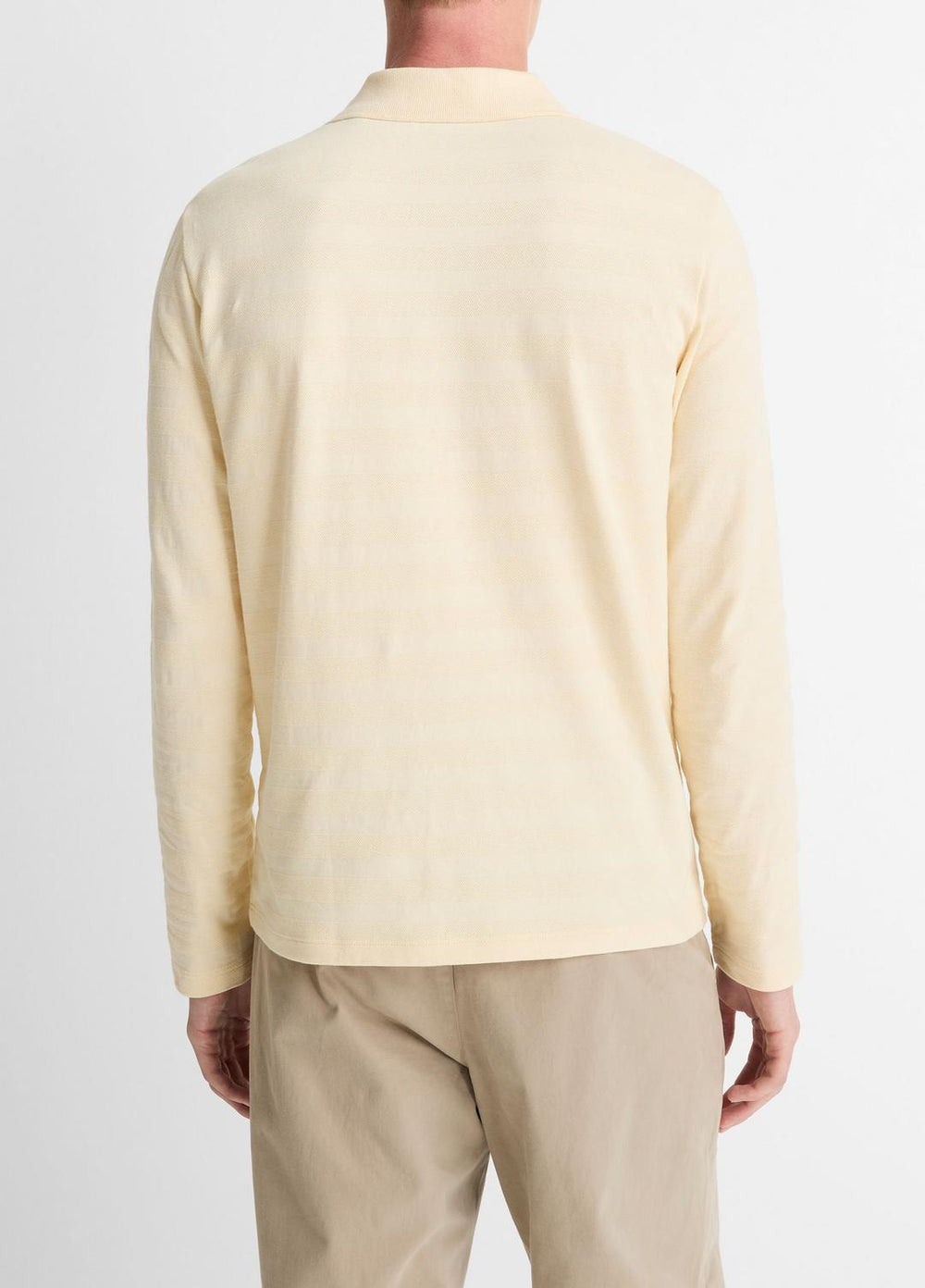 Jacquard-Stripe Cotton Long-Sleeve Polo Shirt in Long Sleeve - MEADOWLARK | VINCE Men