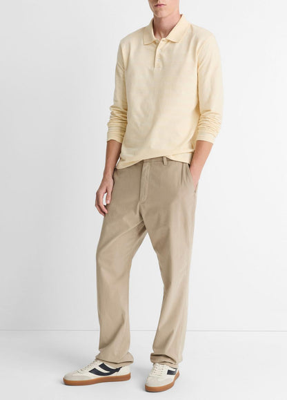 Jacquard-Stripe Cotton Long-Sleeve Polo Shirt in Long Sleeve - MEADOWLARK | VINCE Men