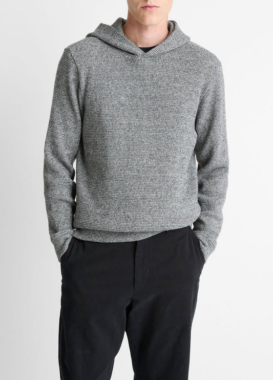 Brushed Waffle Hoodie in Sweatshirts & Hoodies - HEATHER BLACK | VINCE Men