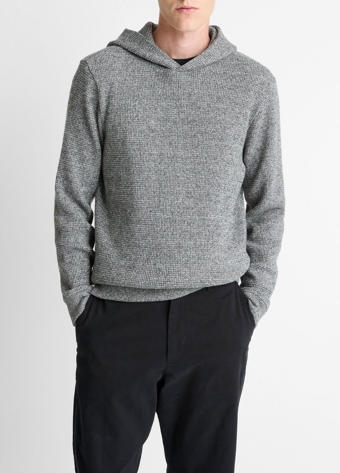 Brushed Waffle Hoodie in Sweatshirts & Hoodies - HEATHER BLACK | VINCE Men