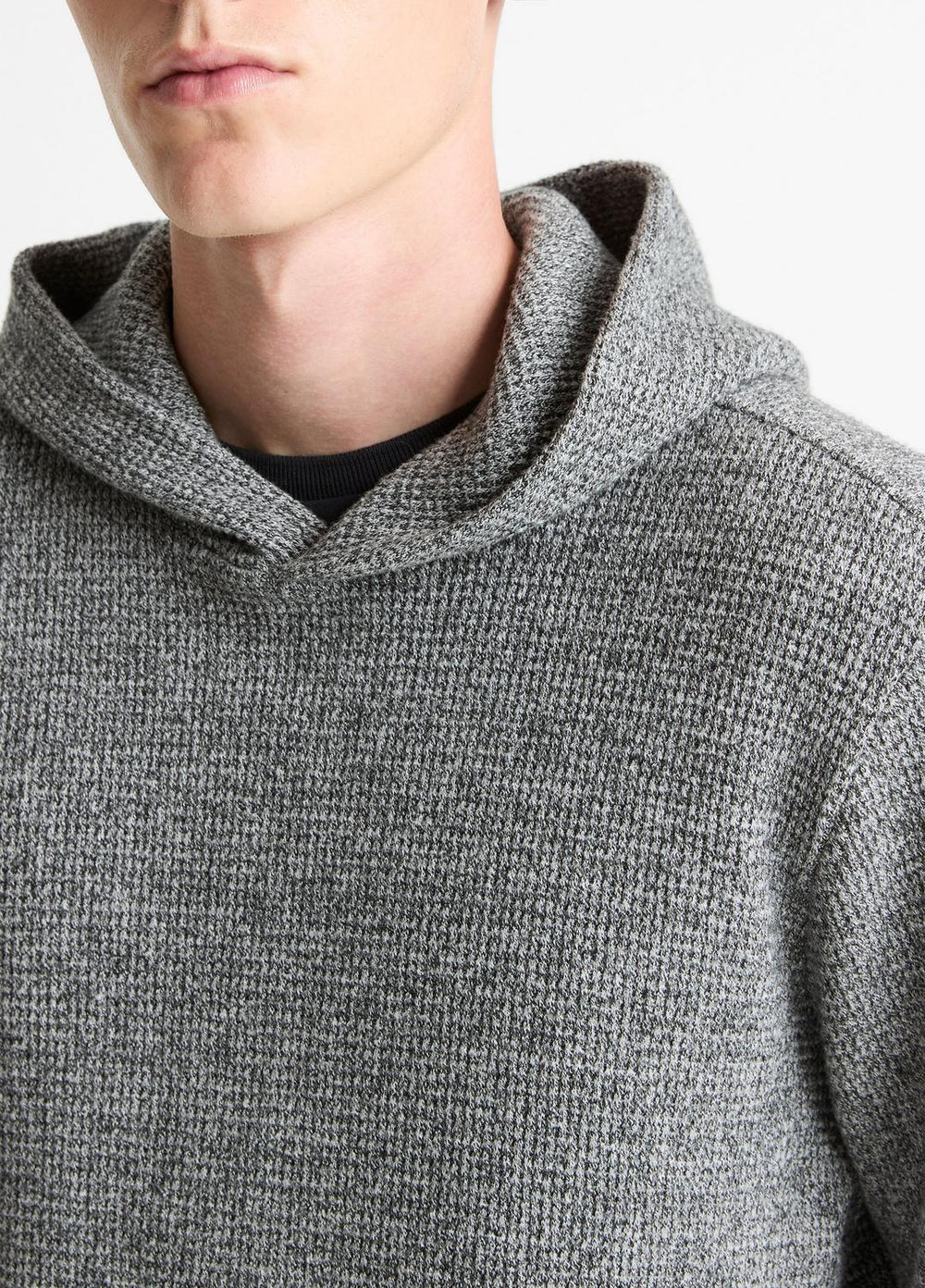 Brushed Waffle Hoodie in Sweatshirts & Hoodies - HEATHER BLACK | VINCE Men
