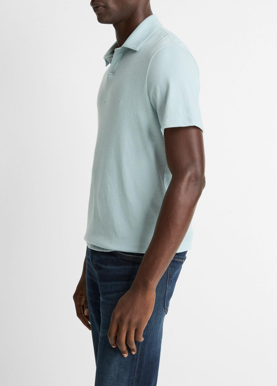 Cotton Johnny-Collar Polo Shirt in Henleys & Polos - DARK CASCADE | VINCE Men