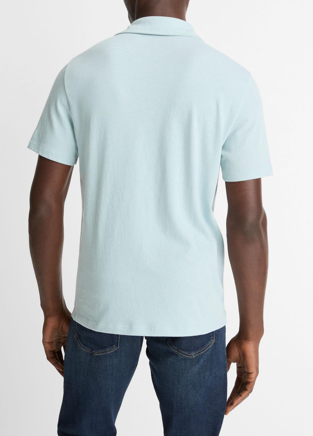 Cotton Johnny-Collar Polo Shirt in Henleys & Polos - DARK CASCADE | VINCE Men