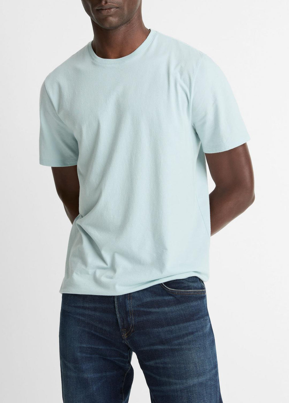 Pima Cotton Crew Neck T-Shirt in Short Sleeve - DARK CASCADE | VINCE Men
