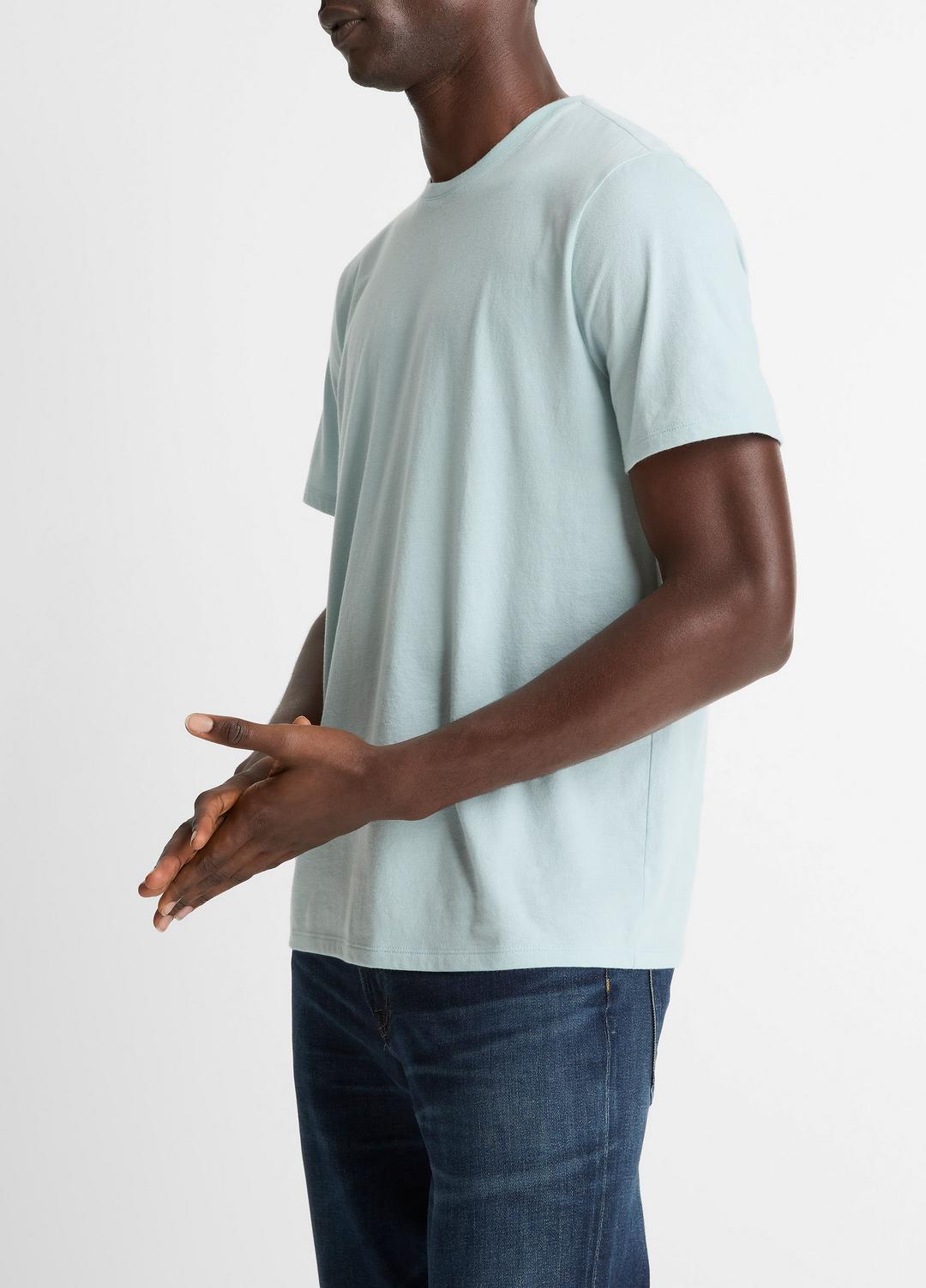 Pima Cotton Crew Neck T-Shirt in Short Sleeve - DARK CASCADE | VINCE Men