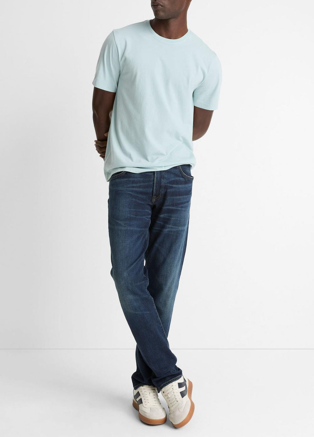 Pima Cotton Crew Neck T-Shirt in Short Sleeve - DARK CASCADE | VINCE Men
