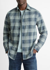Big Sky Plaid Cotton Button-Front Shirt in Long Sleeve - RAPIDS COMBO | VINCE Men