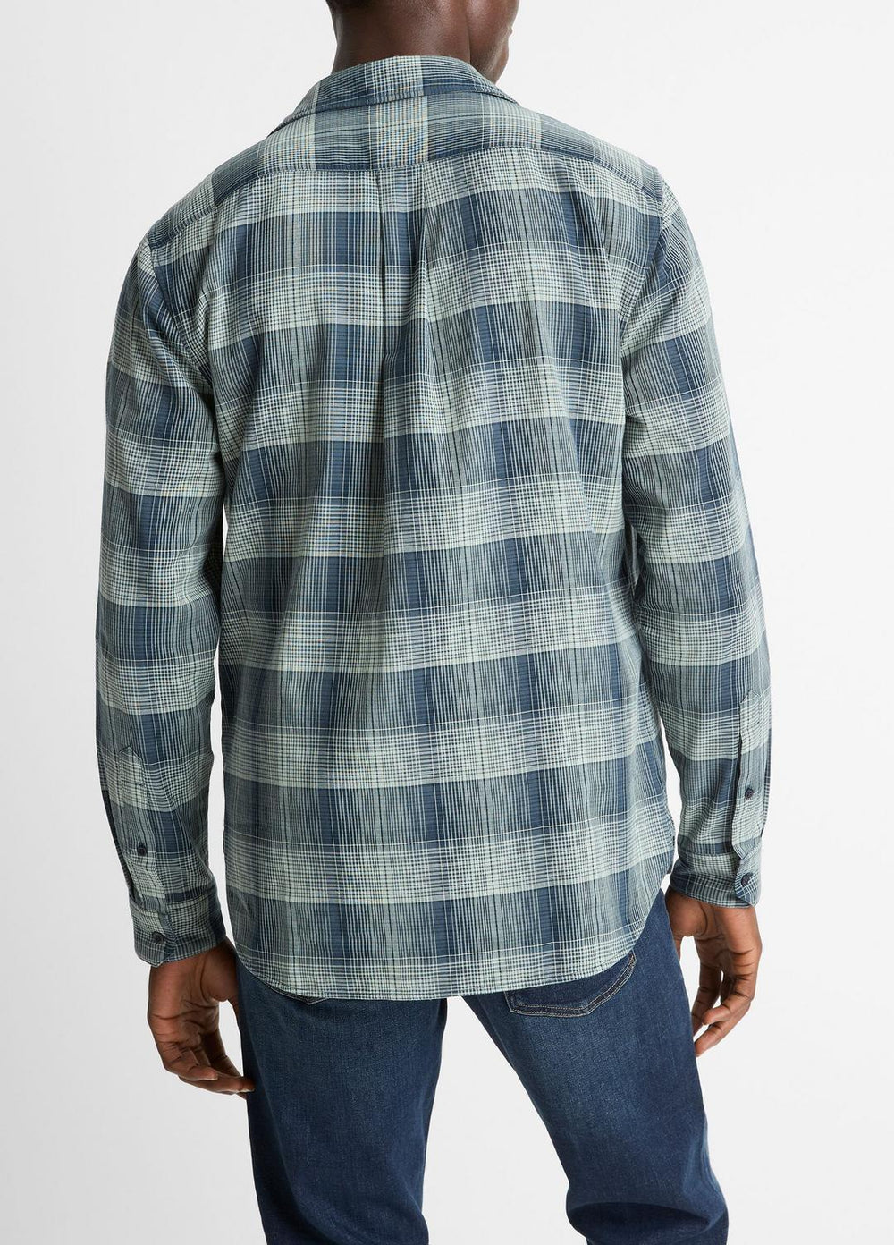 Big Sky Plaid Cotton Button-Front Shirt in Long Sleeve - RAPIDS COMBO | VINCE Men