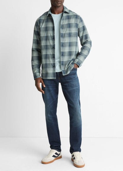 Big Sky Plaid Cotton Button-Front Shirt in Long Sleeve - RAPIDS COMBO | VINCE Men