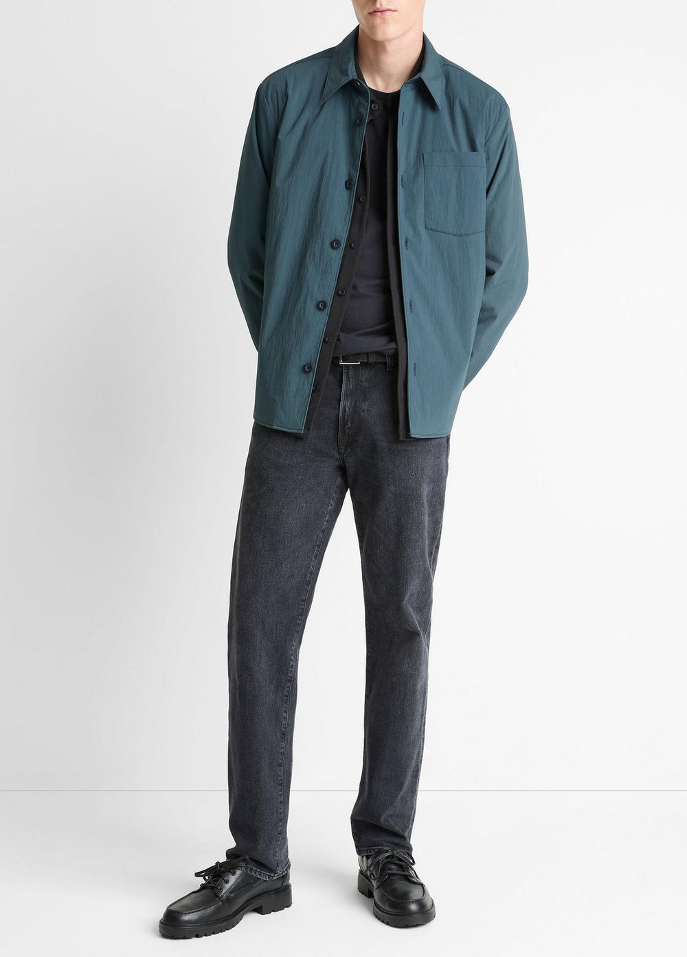 Insulated Tech-Cotton Shirt Jacket in Shirt Jackets - CLEAR LAKE | VINCE Men