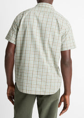 Polson Plaid Cotton Short-Sleeve Button-Front Shirt in Short Sleeve - SEAFOAM COMBO | VINCE Men