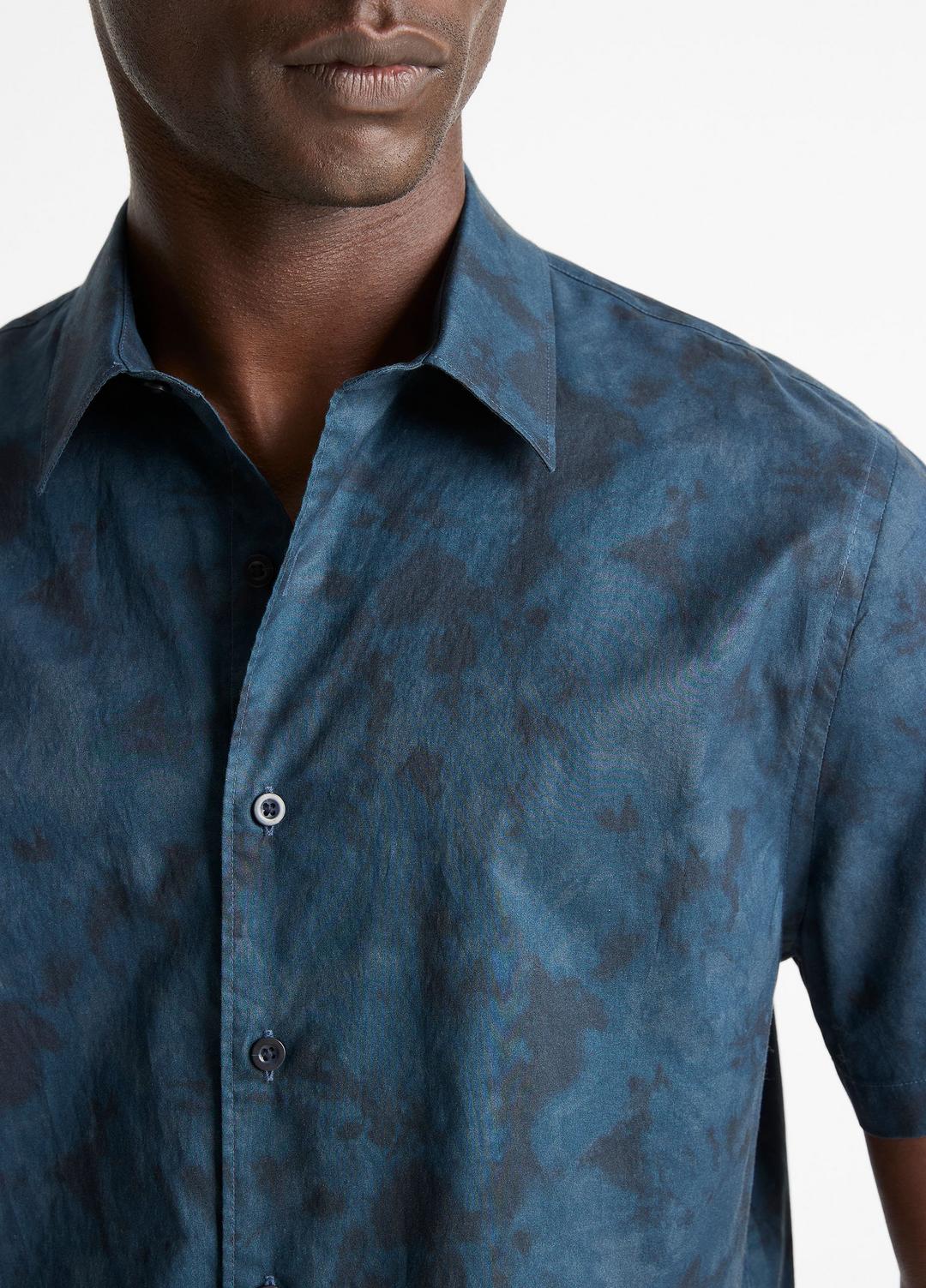 Dyed Camouflage Cotton Short-Sleeve Button-Front Shirt in Short Sleeve - RAPIDS COMBO | VINCE Men