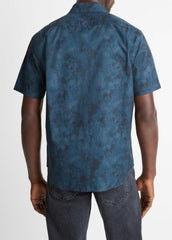 Dyed Camouflage Cotton Short-Sleeve Button-Front Shirt in Short Sleeve - RAPIDS COMBO | VINCE Men