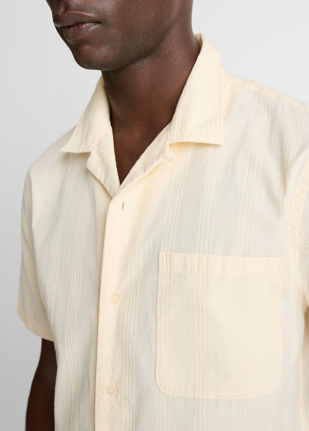 Union Stripe Cotton Short-Sleeve Loop-Collar Shirt in Short Sleeve - MEADOWLARK | VINCE Men