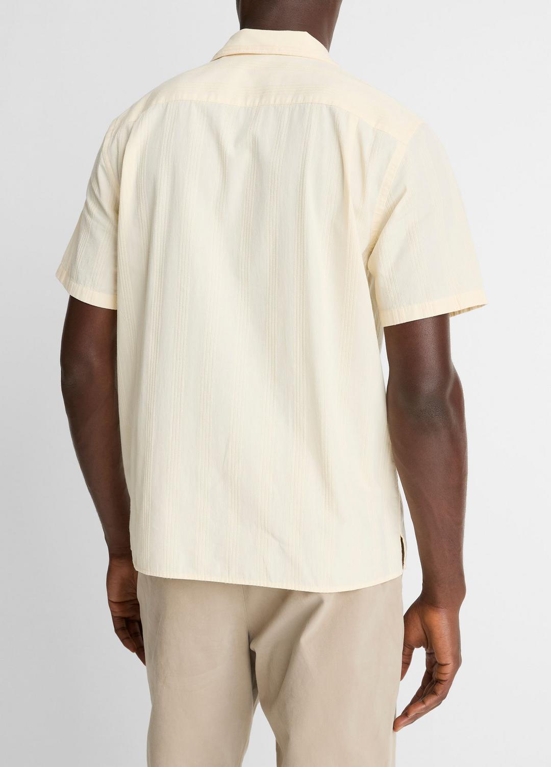 Union Stripe Cotton Short-Sleeve Loop-Collar Shirt in Short Sleeve - MEADOWLARK | VINCE Men
