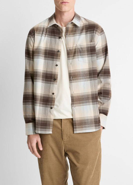 Missoula Plaid Button-Front Shirt in Long Sleeve - WHITECAP COMBO | VINCE Men