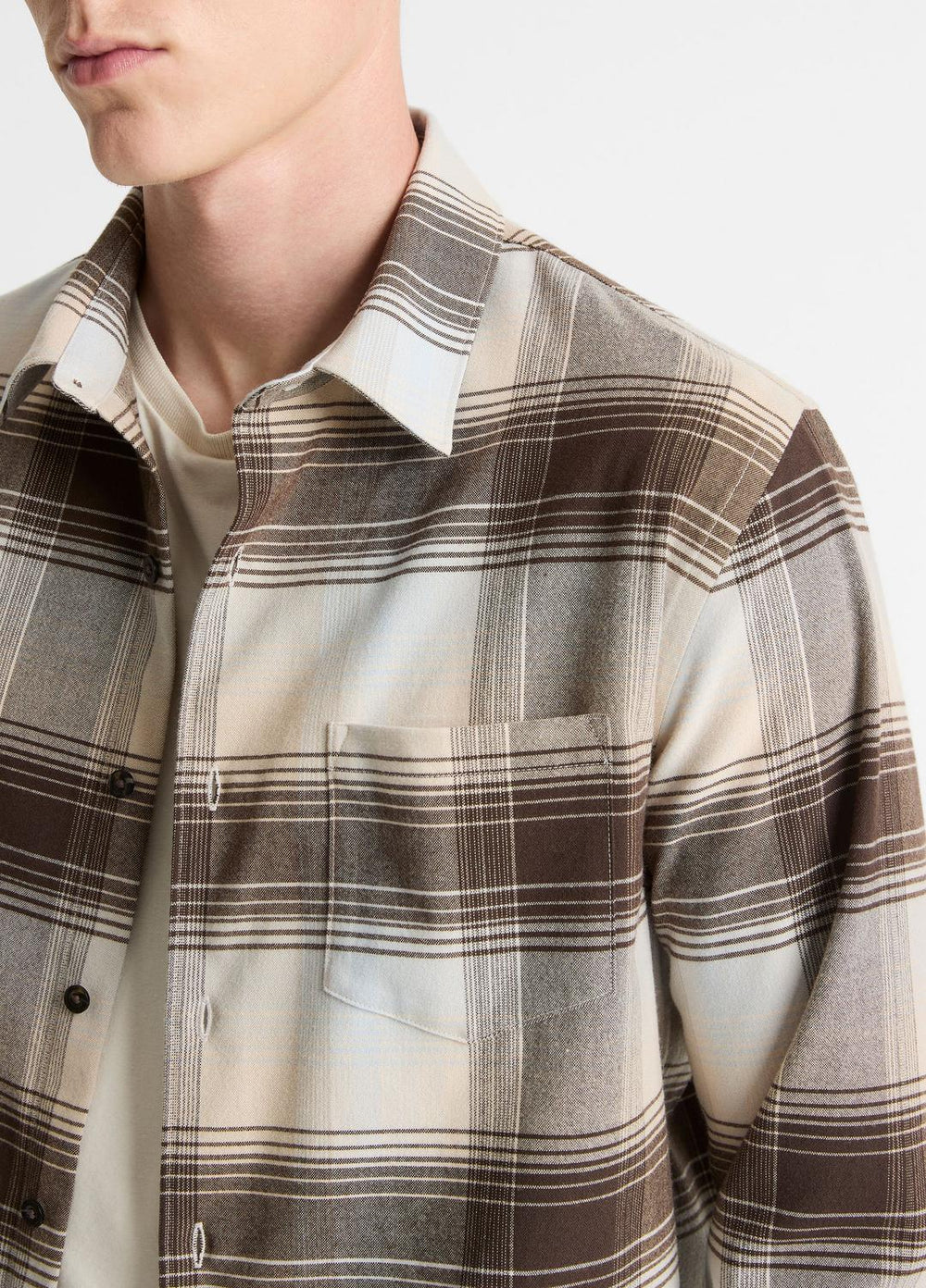 Missoula Plaid Button-Front Shirt in Long Sleeve - WHITECAP COMBO | VINCE Men