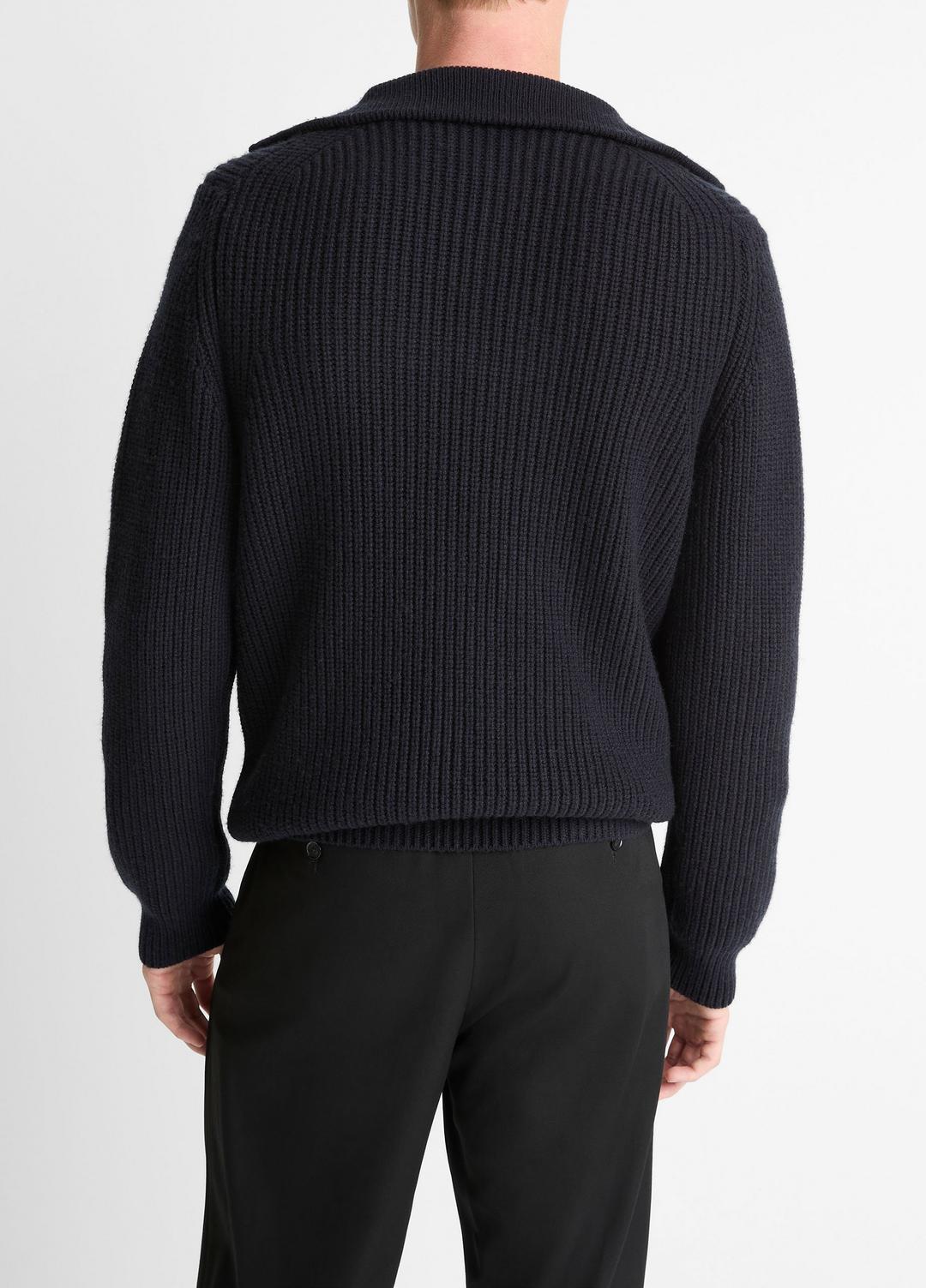 Heirloom Shaker Wool-Cashmere Quarter-Zip Sweater in Quarter Zip - COASTAL BLUE | VINCE Men
