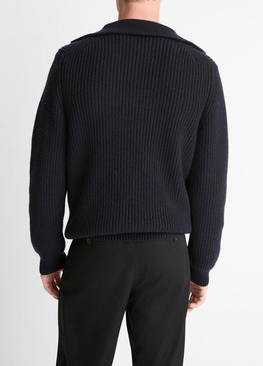 Heirloom Shaker Wool-Cashmere Quarter-Zip Sweater in Quarter Zip - COASTAL BLUE | VINCE Men