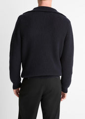 Heirloom Shaker Wool-Cashmere Quarter-Zip Sweater in Quarter Zip - COASTAL BLUE | VINCE Men