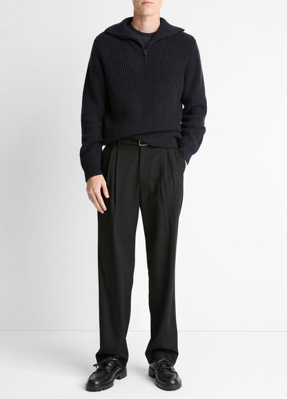 Heirloom Shaker Wool-Cashmere Quarter-Zip Sweater in Quarter Zip - COASTAL BLUE | VINCE Men