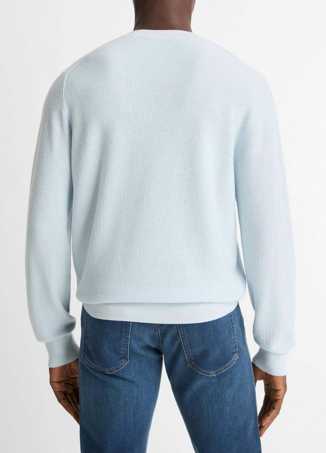 Geo-Jacquard Wool-Blend Crew Neck Sweater in Crew Neck - WHITECAP/CLASSIC CREAM | VINCE Men