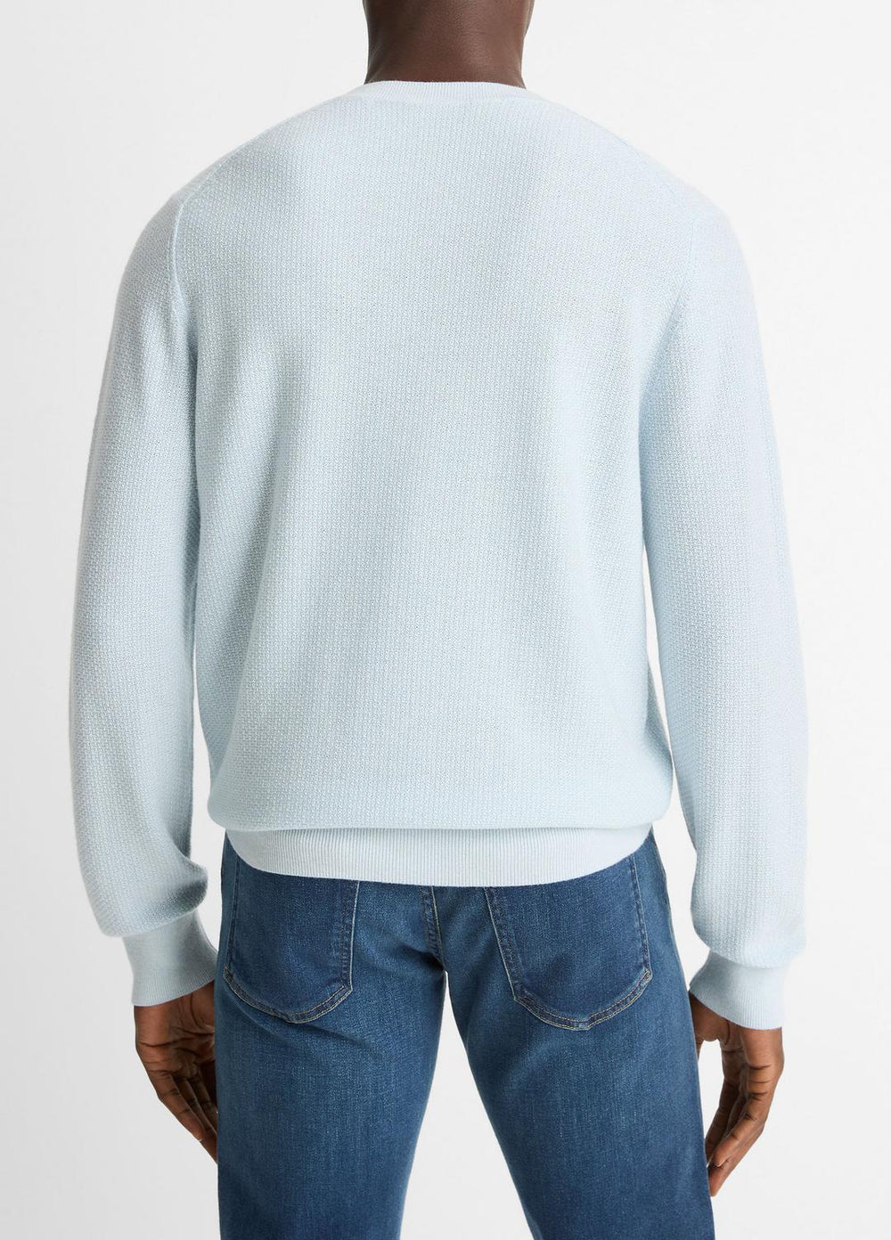 Geo-Jacquard Wool-Blend Crew Neck Sweater in Crew Neck - WHITECAP/CLASSIC CREAM | VINCE Men