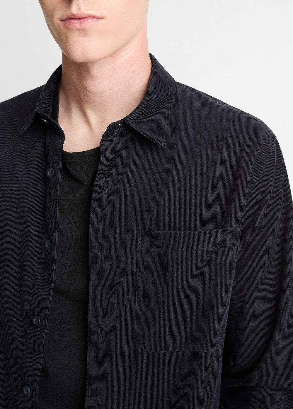 Italian Cotton Corduroy Button-Front Shirt in Long Sleeve - COASTAL BLUE | VINCE Men