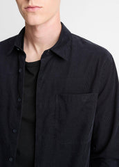 Italian Cotton Corduroy Button-Front Shirt in Long Sleeve - COASTAL BLUE | VINCE Men