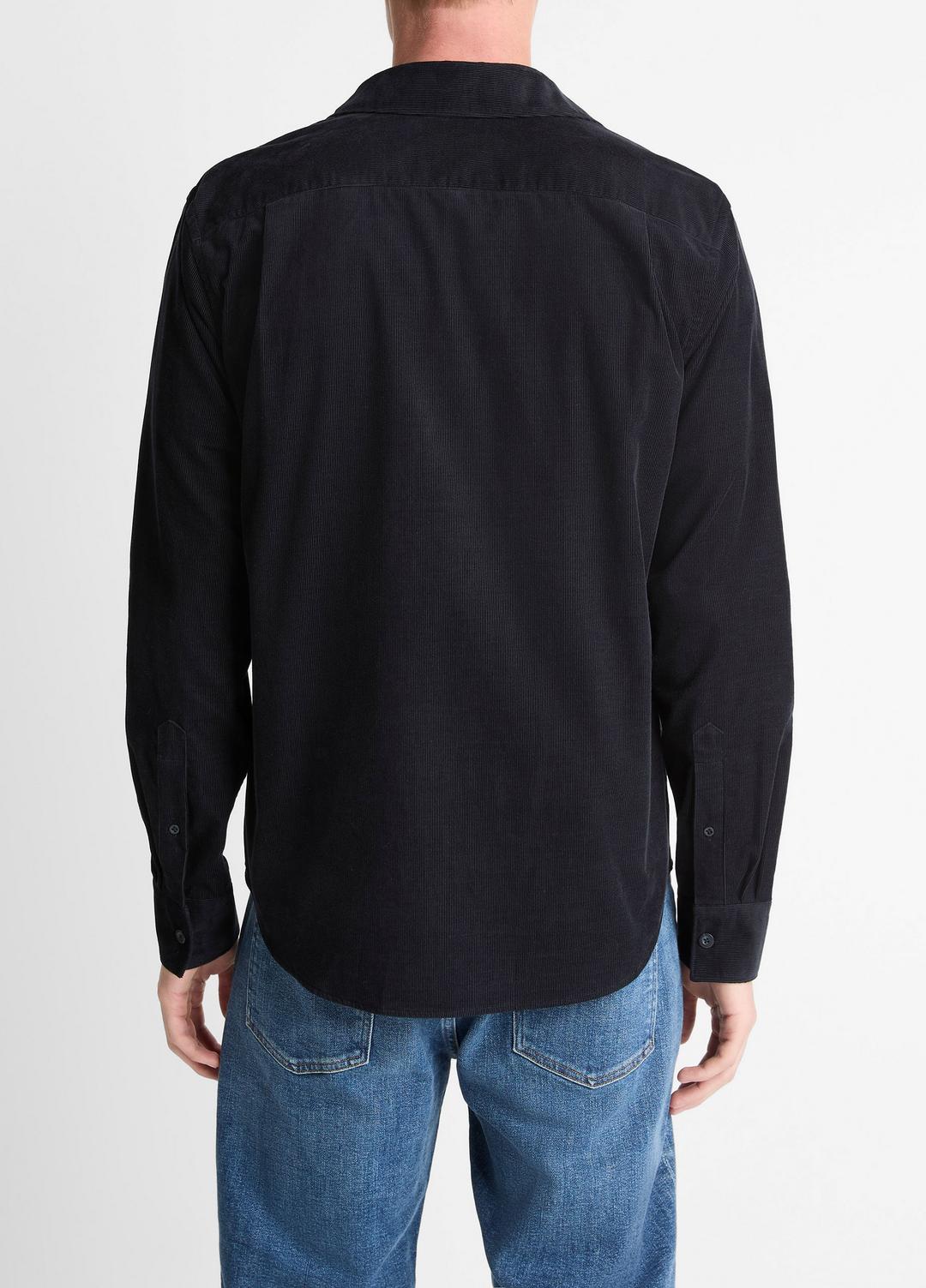 Italian Cotton Corduroy Button-Front Shirt in Long Sleeve - COASTAL BLUE | VINCE Men